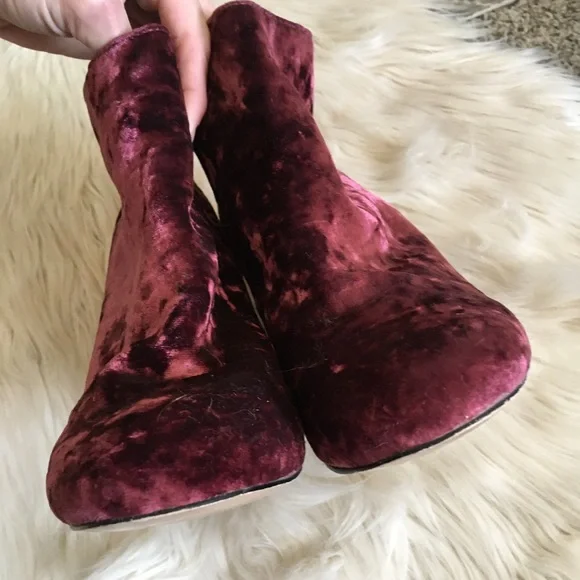 Free People Velvet Ankle Boots in Burgundy - Picture 5 of 8